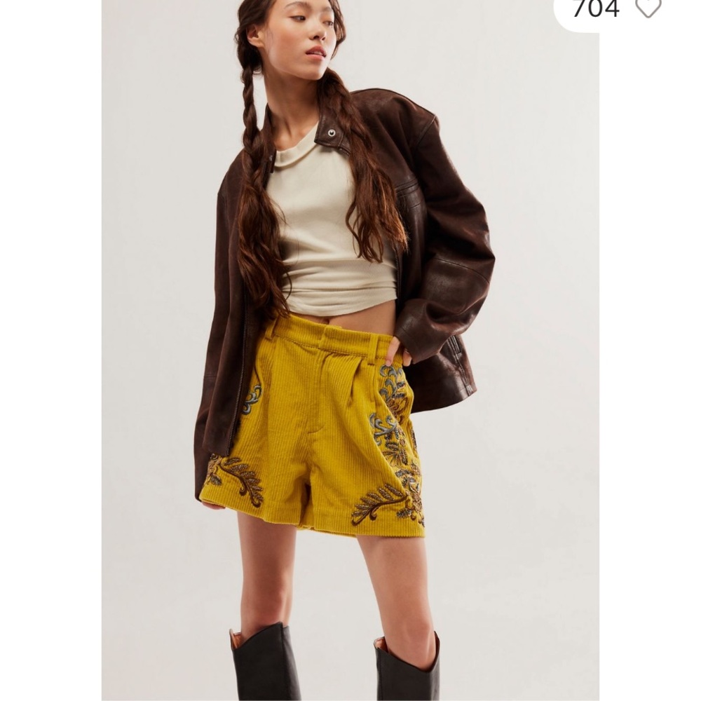 BNWT Free People Bali Rhapsody Embellished Corduroy Shorts